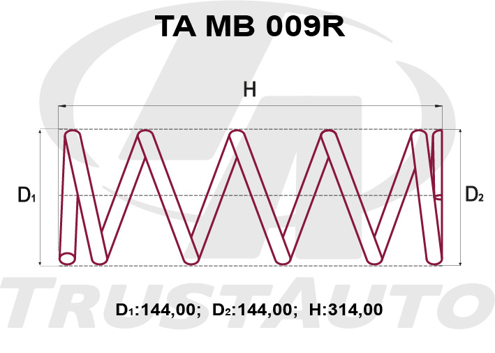 Пружина подвески усиленная (TA) PAJERO IO 6W 7W (99-) MR319748MR510008 TRUSTAUTO TAMB009R